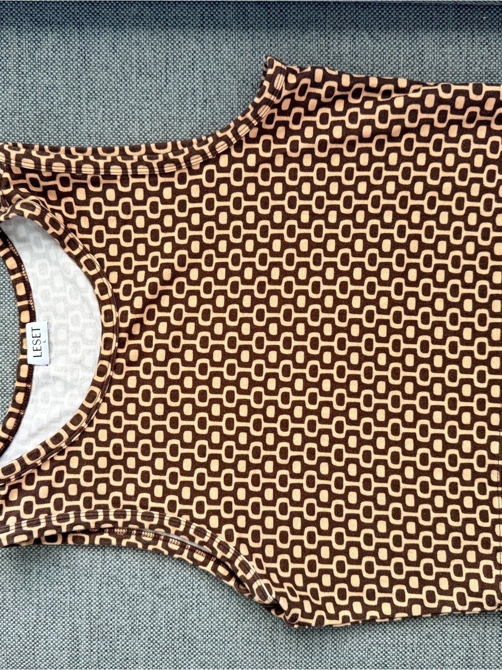 LESET Retro Geometric Brown Tank